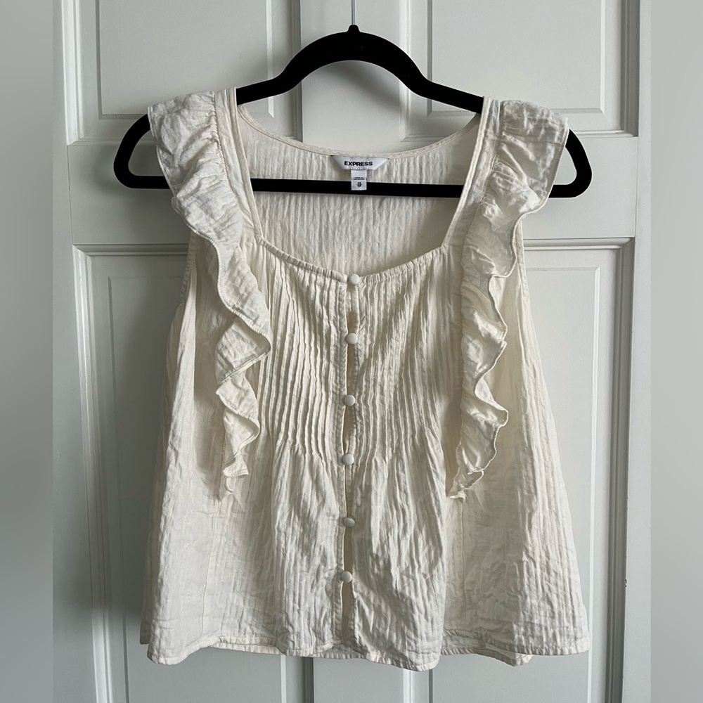 Express Ruffle Tank Top - Cream